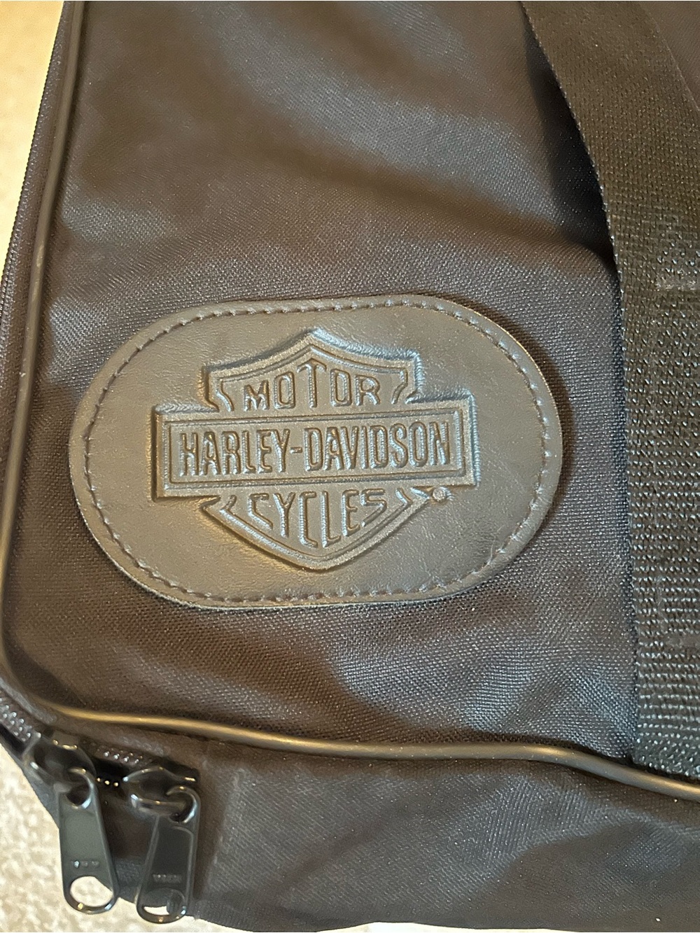 Vintage Harley-Davidson Black Canvas Large Travel Duffle Bag EUC 21x12x10